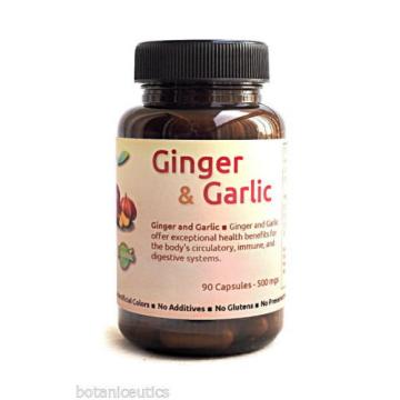 Organic Garlic &amp; Ginger - 90 Capsules: Healthy Circulatory Antioxidant 500 mgs
