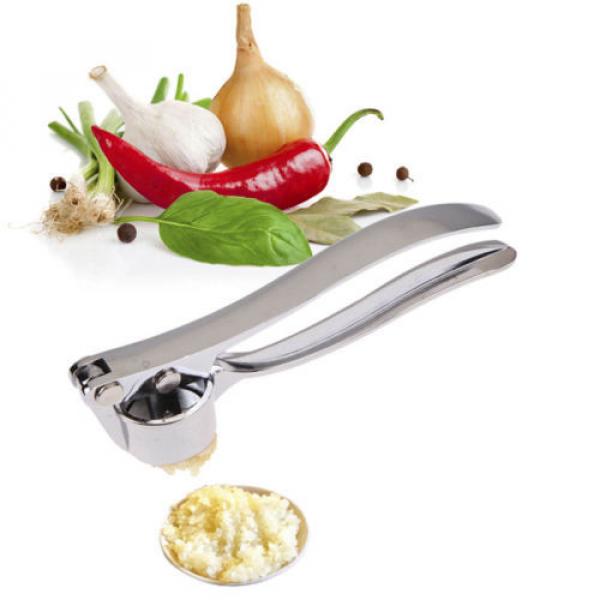 Stainless Steel Garlic Ginger Press Peeler Squeezer Mincer Crusher Kitchen #1 image