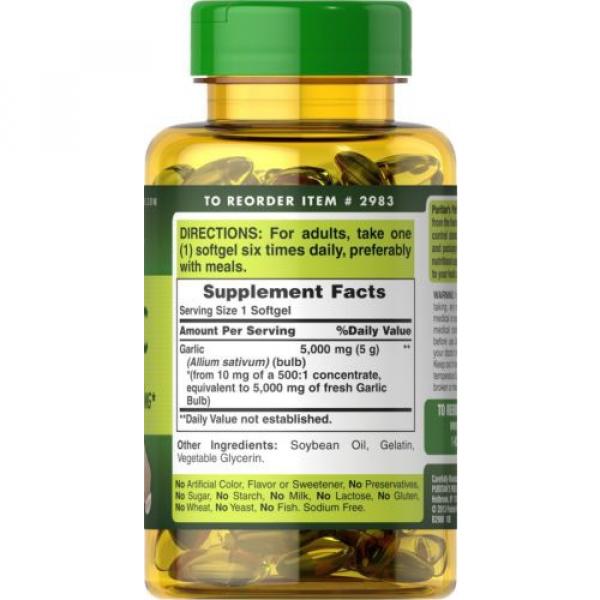 Puritan&#039;s Pride Garlic Oil 5000 mg-250 Rapid Release Softgels #4 image
