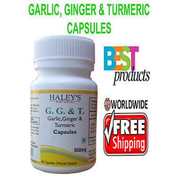Veggie Capsules Garlic,Ginger &amp; Turmeric 500 mg Herbal Capsules HALEYS #1 image