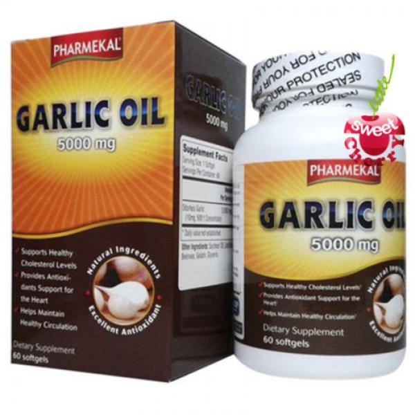 1 jar of 60 softgels Garlic Oil 5000mg - Pharmekal Made in USA - Cardio Health #1 image
