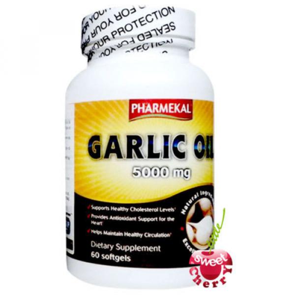 1 jar of 60 softgels Garlic Oil 5000mg - Pharmekal Made in USA - Cardio Health #2 image