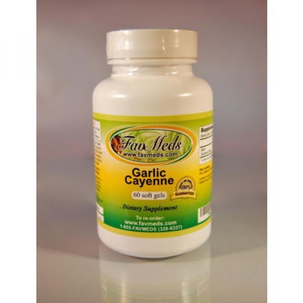Garlic Cayenne, Cholesterol, blood pressure, heart - 60 soft gels.  Made in USA. #1 image